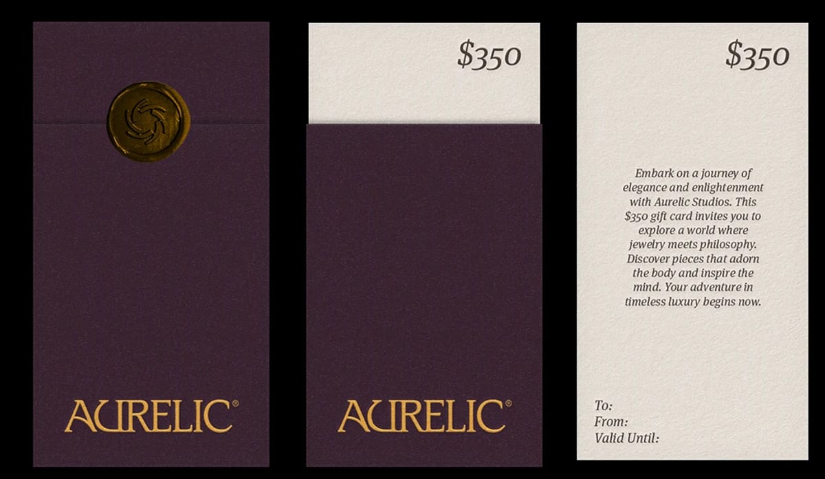 The Aurelic gift card set with wax seal