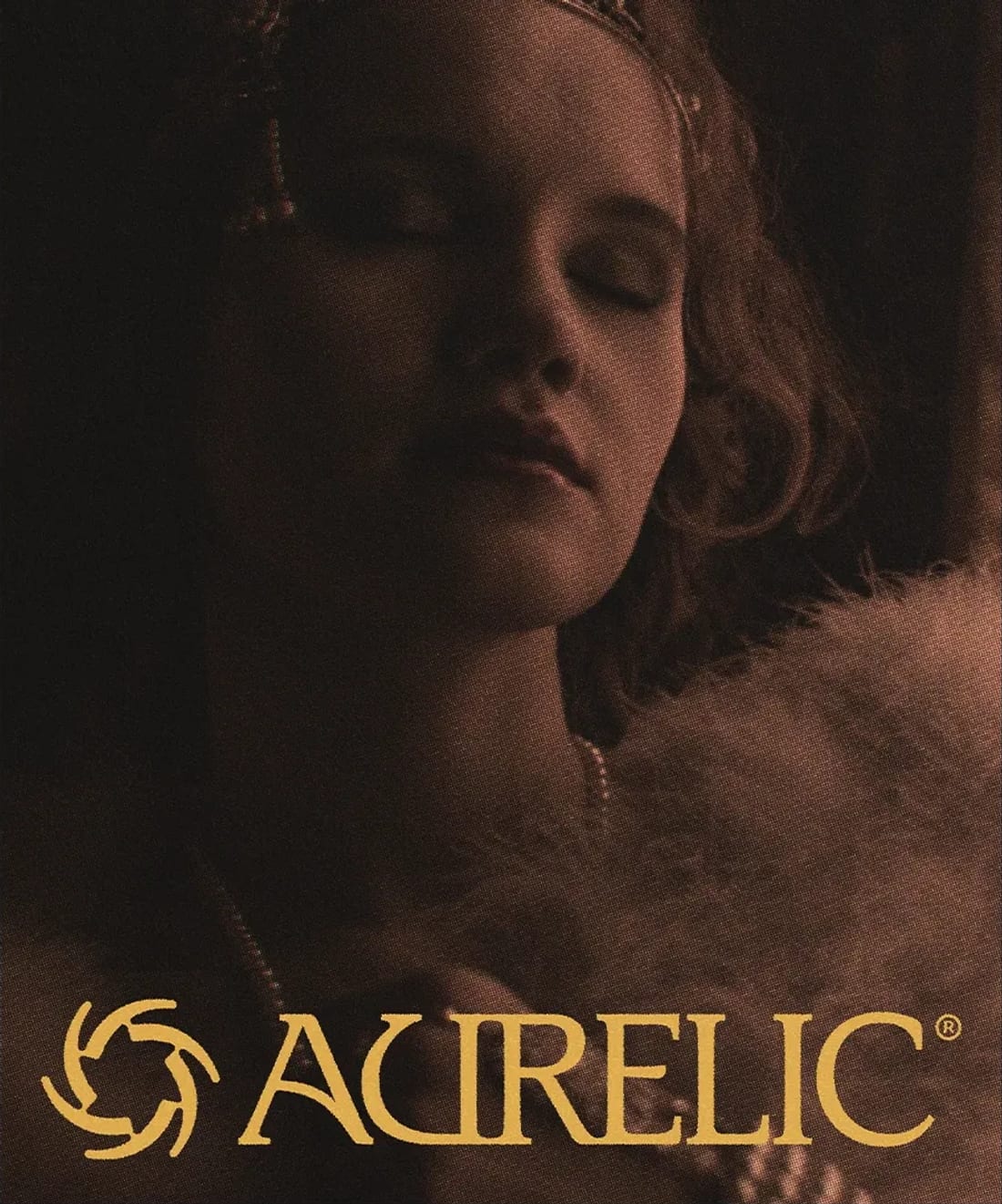 An Aurelic campaign poster, a portrait in sepia