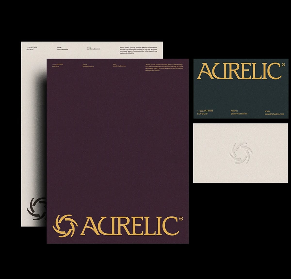 Aurelic stationery in plum and cream